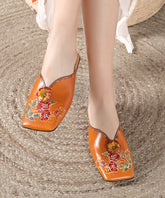 Sandalias bohemias con relieve naranja, cómodas y hechas a mano